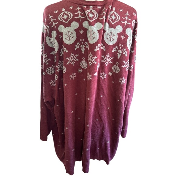 Women's Christmas Disney Maroon Cardigan Sweater - Picture 4 of 5